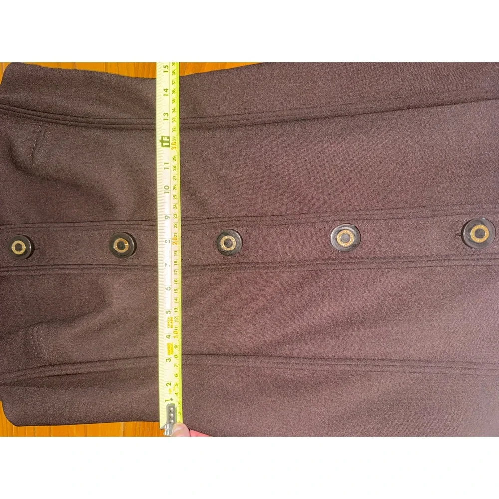 Tory Burch Brown Sleeveless Button‎ Front Shift Dress Wool Blend Size 4